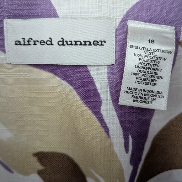 Alfred Dunner Size 18 Floral Open Front Blazer Lilac Beige Purple Lightweight - Picture 3 of 3